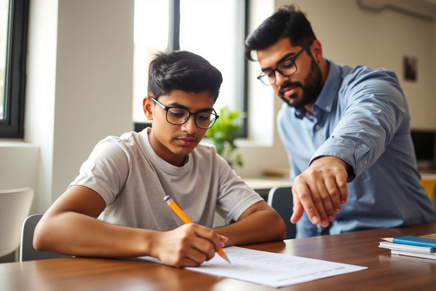 A tutor working through a timed SAT practice section with a student